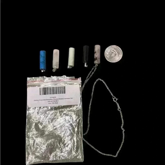 Silver necklace with 5 different stones - Picture 7 of 7